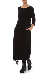 Maxi Balloon Black Wool Dress 3