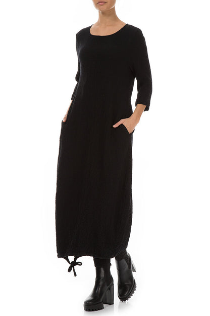 Maxi Balloon Black Wool Dress 3