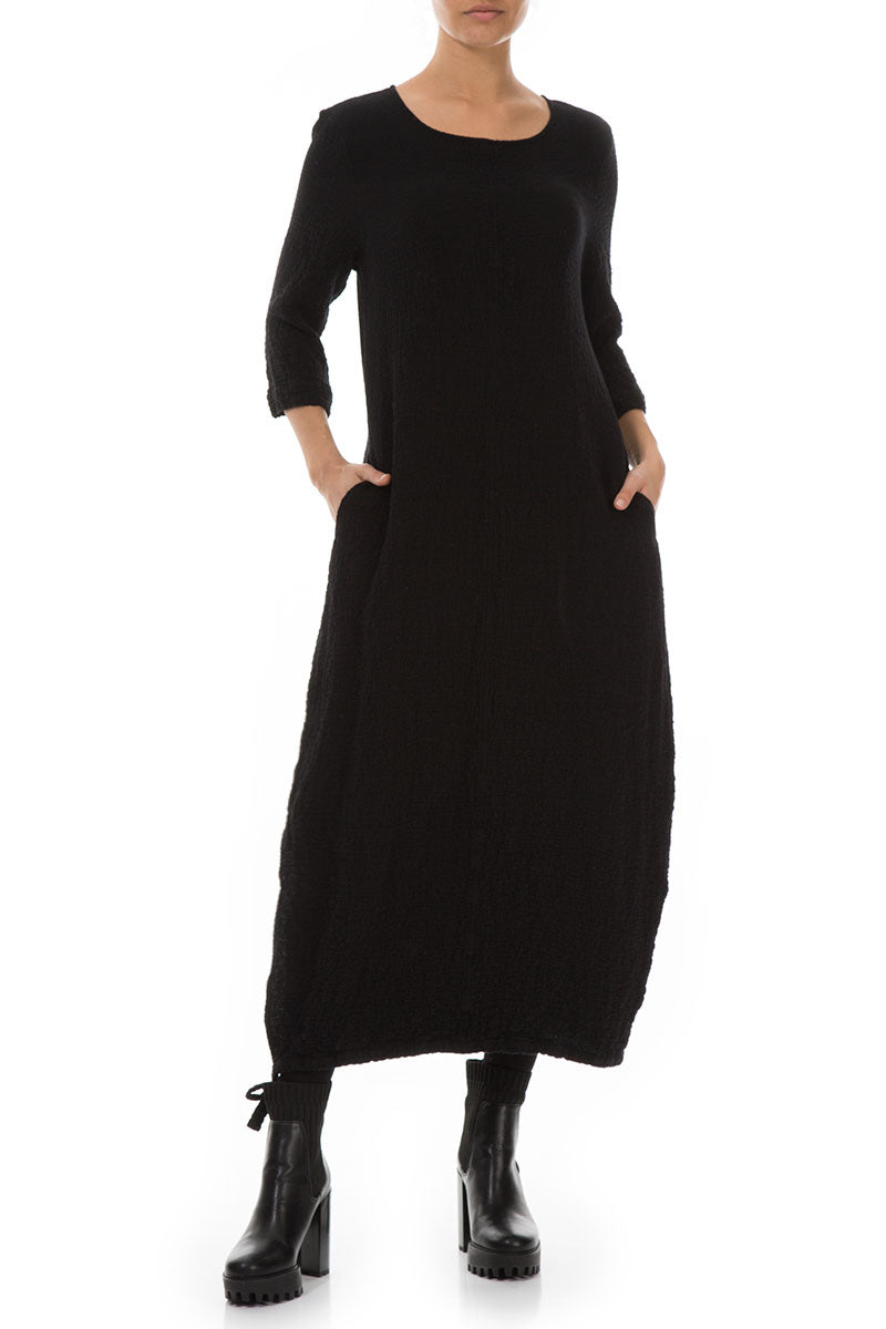 Maxi Balloon Black Wool Dress 5