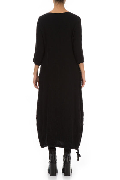 Maxi Balloon Black Wool Dress 2