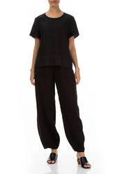 Minimalist Black Linen Blouse 4