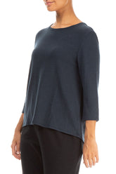 Minimalist Navy Wool Blouse 3