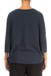 Minimalist Navy Wool Blouse 2
