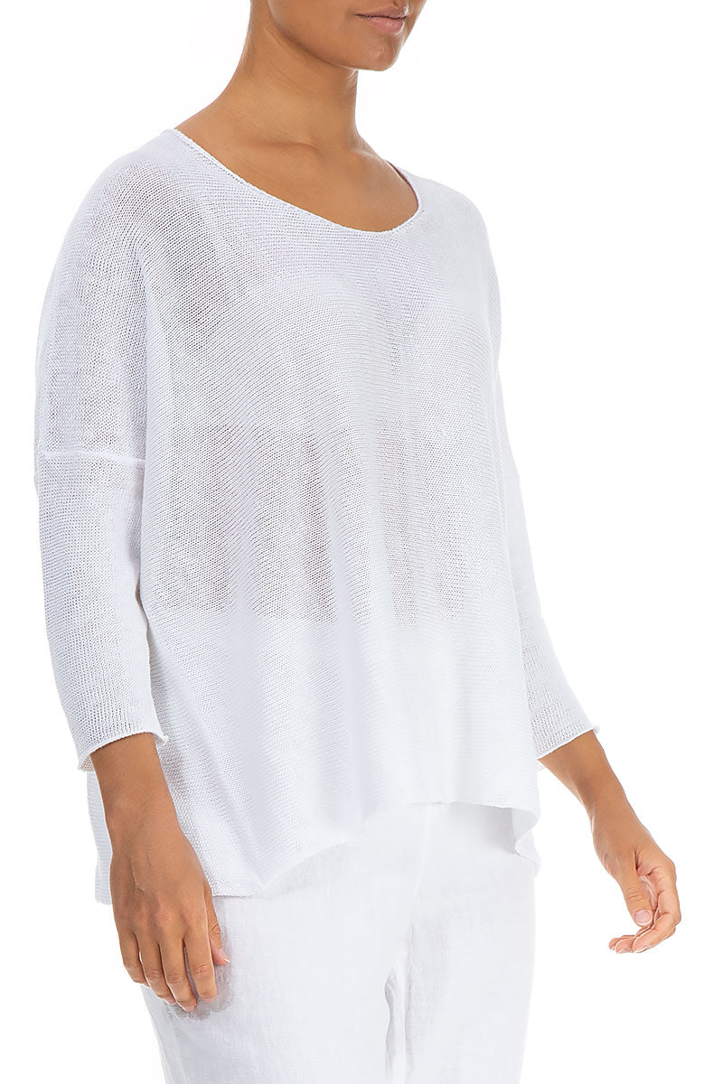 Minimalist White Linen Jumper 3
