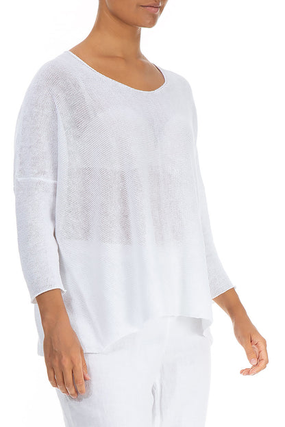 Minimalist White Linen Jumper 3