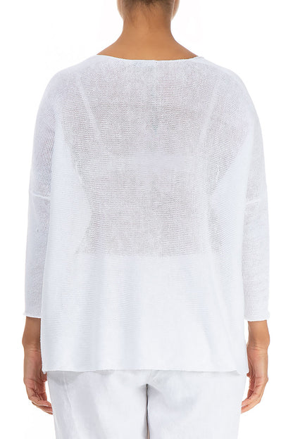 Minimalist White Linen Jumper 2