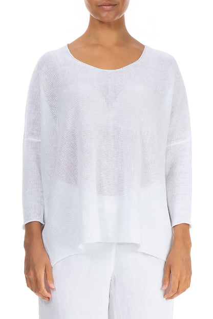 Minimalist White Linen Jumper 1