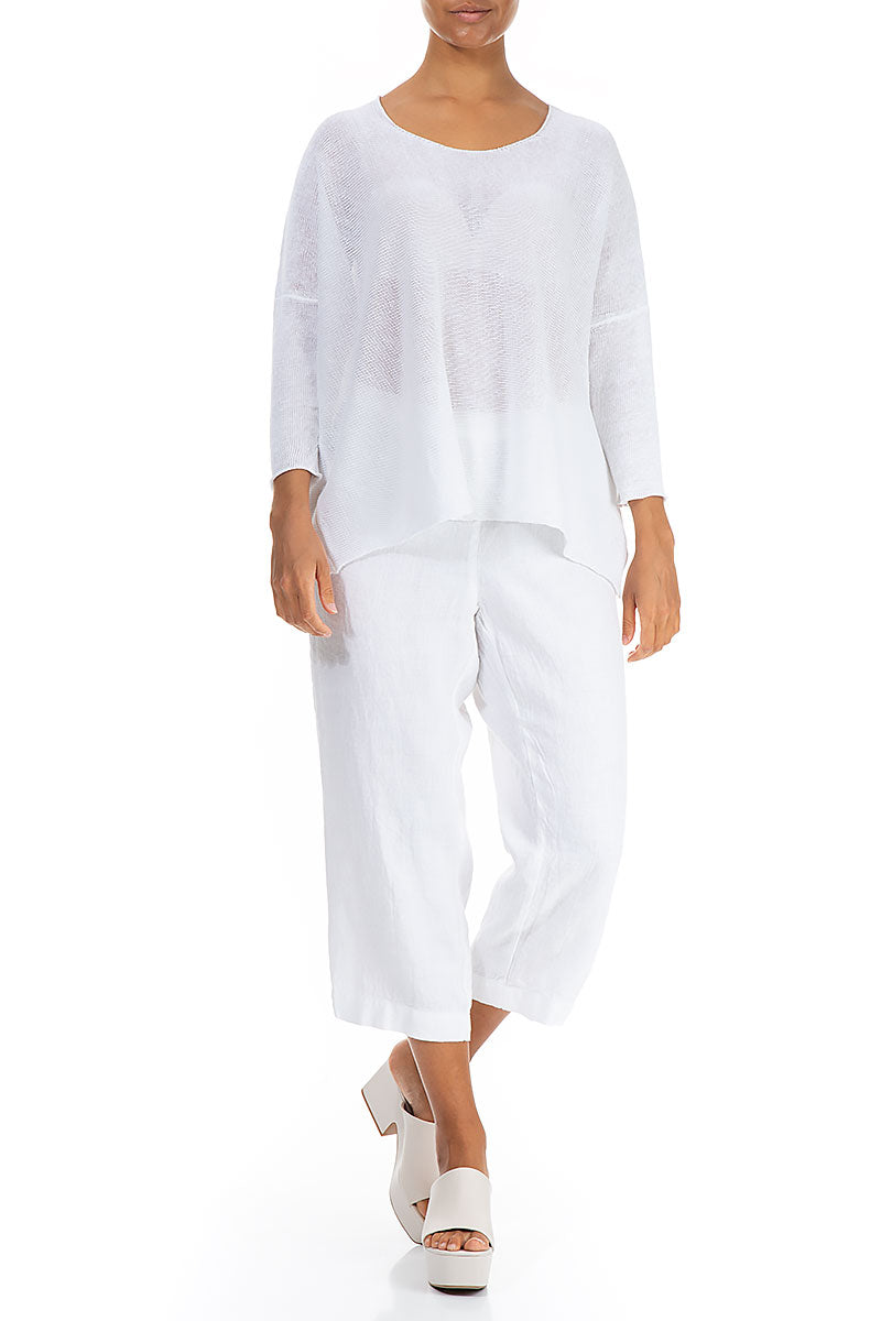 Minimalist White Linen Jumper 4