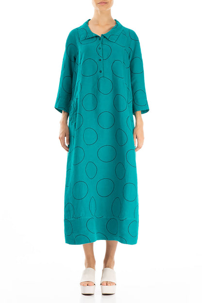 Ocean Bubbles Linen Shirt Dress 1
