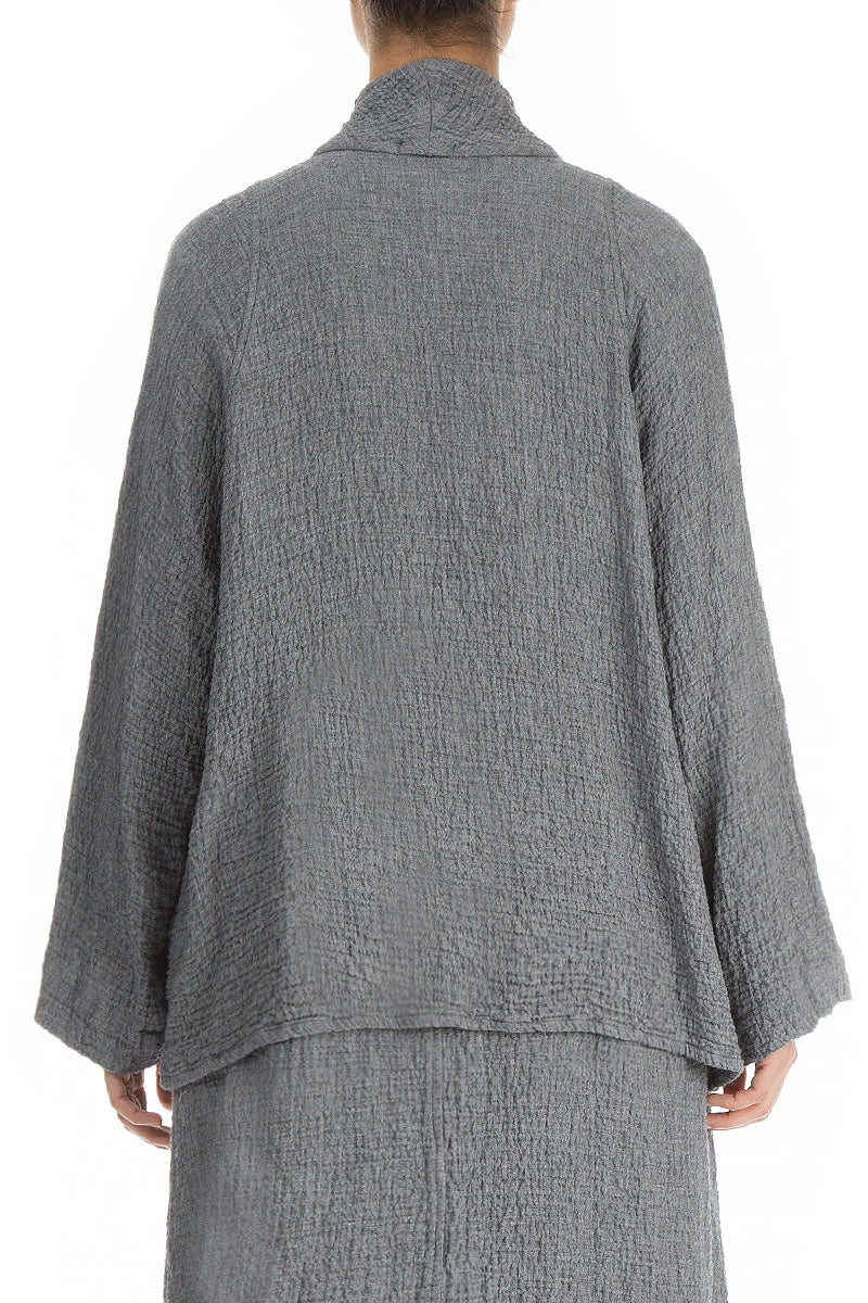 One Button Grey Wool Jacket 2