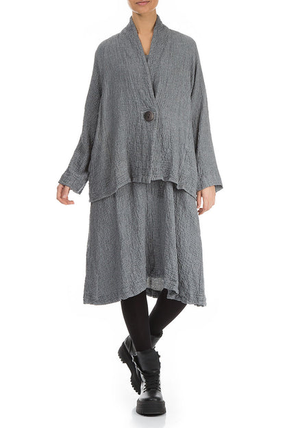 One Button Grey Wool Jacket 4