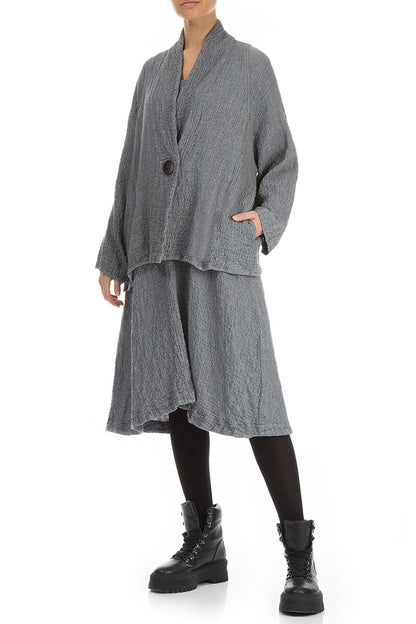 One Button Grey Wool Jacket 3