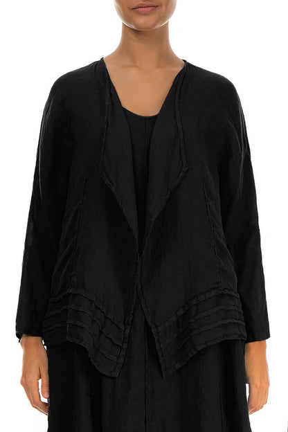 Open Black Gauze Linen Jacket 1