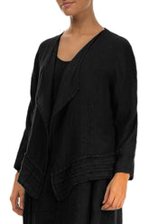 Open Black Gauze Linen Jacket 3