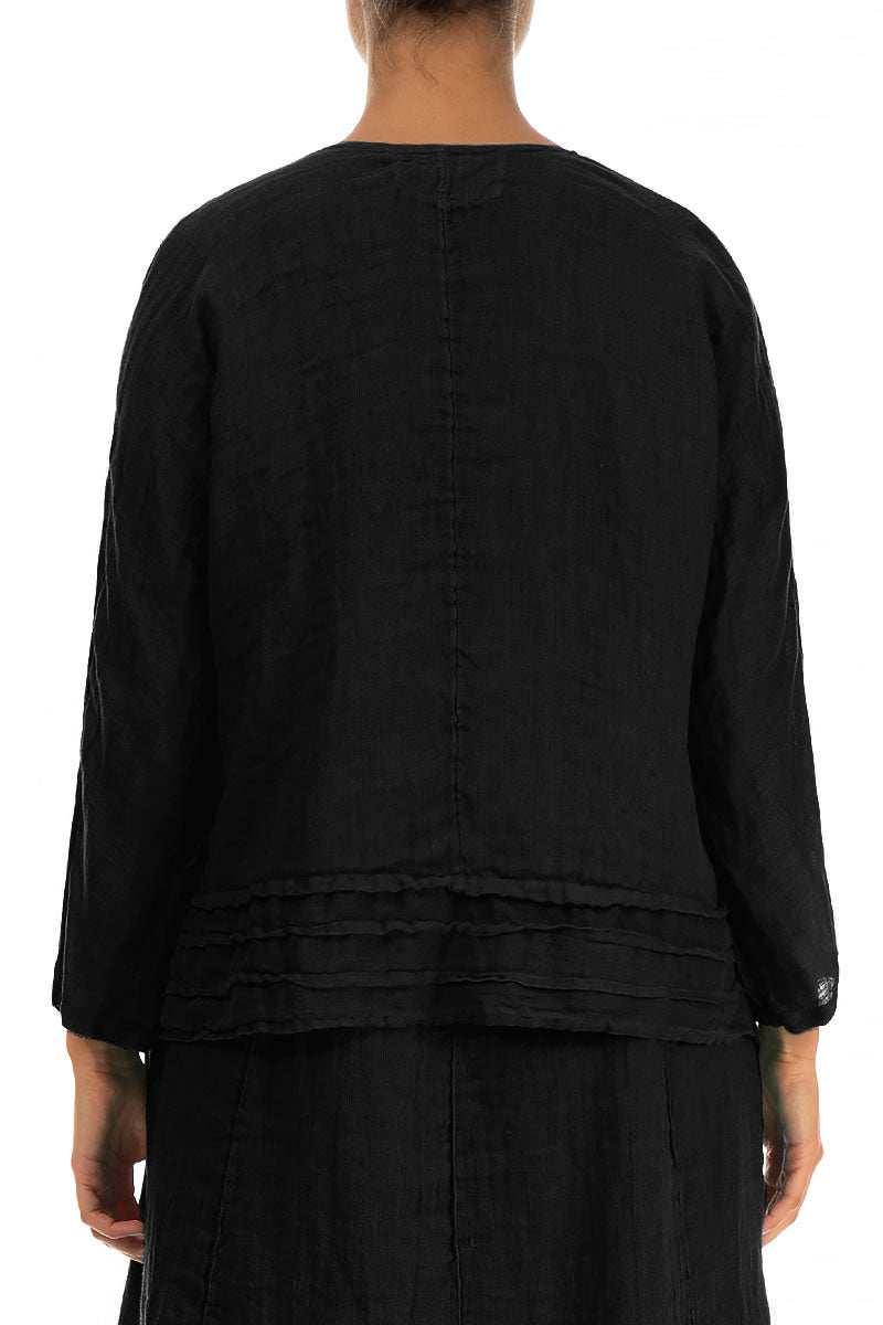 Open Black Gauze Linen Jacket 2