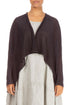 Open Longer Back Washed Effect Brown Linen Cardigan 1