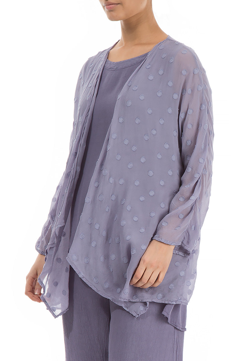 Open Type Lavender Dotty Silk Jacket 4