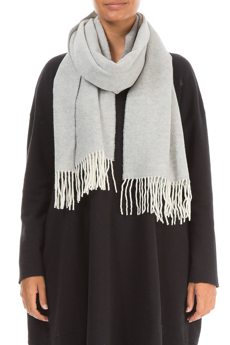 Pale Grey Soft Merino Wool Scarf 1