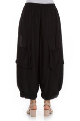 Pockets Black Silk Bamboo Trousers 2