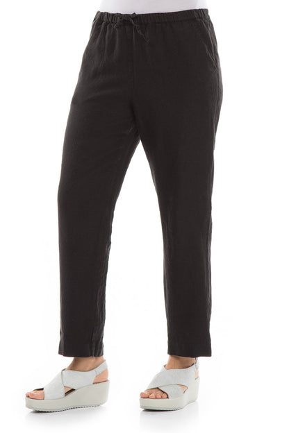 Pure Black Linen Trousers 3