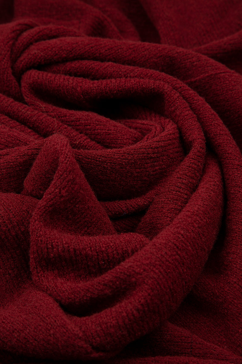 Long Open Maroon Wool Cardigan 6