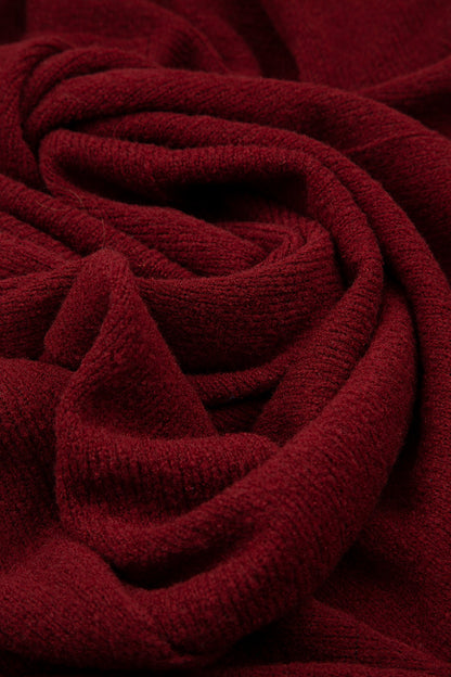 Long Open Maroon Wool Cardigan 6