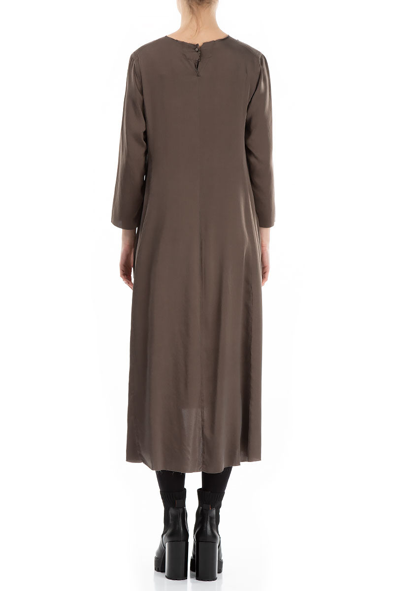 Raw Trims Ash Brown Silk Dress 3