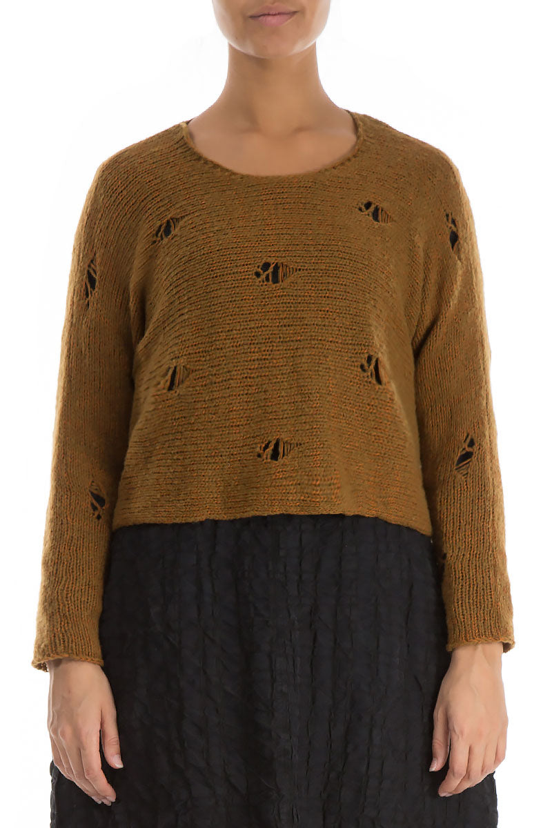 Rip Detail Mustard Wool Sweater 1