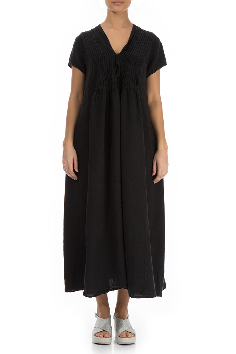 Romantic Black Linen Dress 1