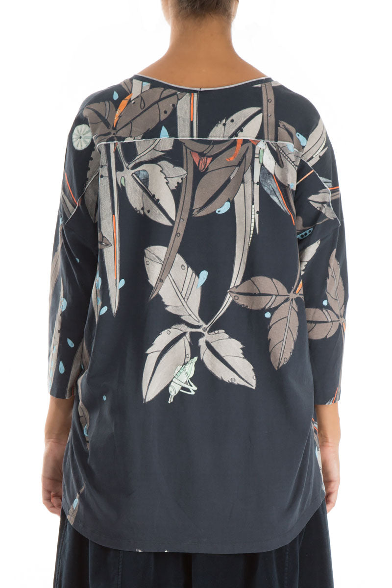 Boxy Leaves Cotton Blouse 2