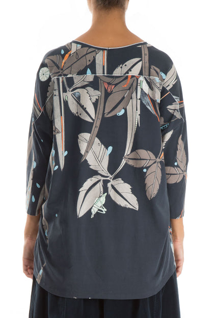 Boxy Leaves Cotton Blouse 2