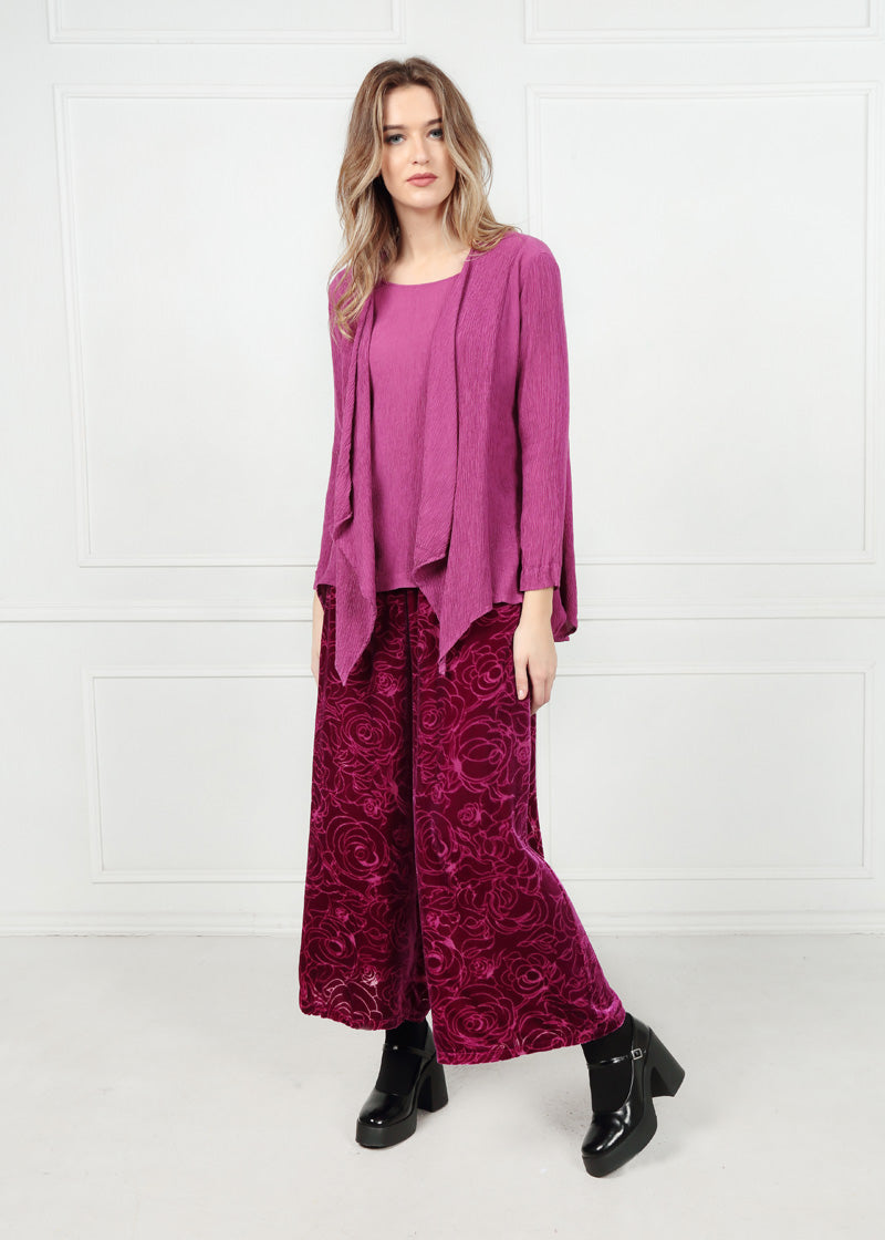 Crinkled Royal Fuchsia Silk Jacket - Blouse 6