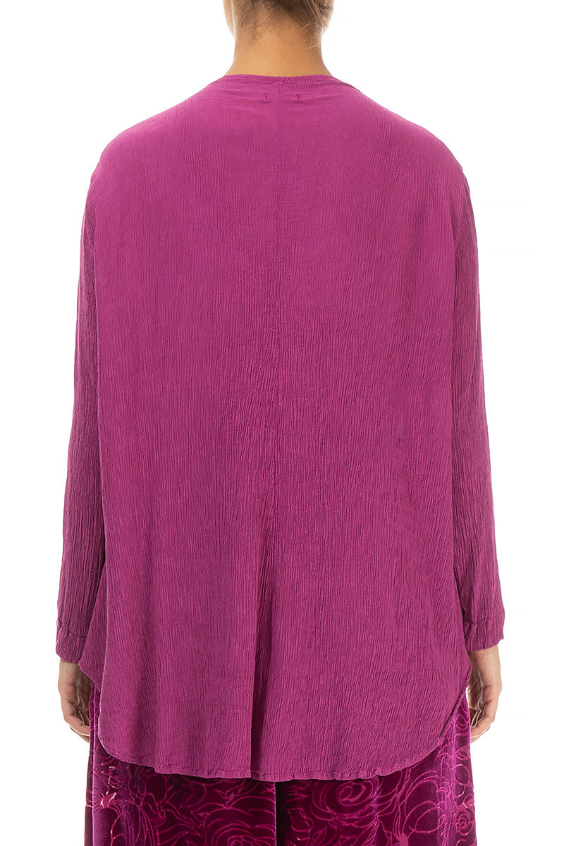 Crinkled Royal Fuchsia Silk Jacket - Blouse 2