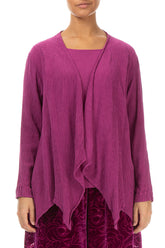 Crinkled Royal Fuchsia Silk Jacket - Blouse 1