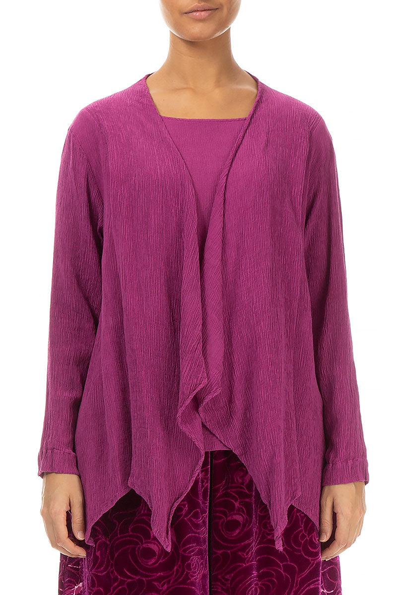 Crinkled Royal Fuchsia Silk Jacket - Blouse 1