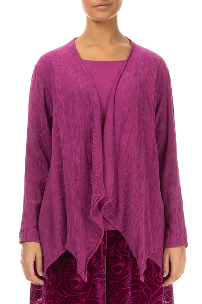 Crinkled Royal Fuchsia Silk Jacket - Blouse 1
