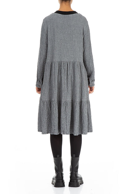 Ruffle Hem Grey Wool Bomber Dress 2