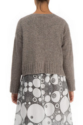 Ribbed Hem Light Brown Wool Cardigan 2