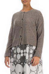 Ribbed Hem Light Brown Wool Cardigan 3