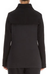 Short Cowl Neck Black Cotton Jersey Jacket 2