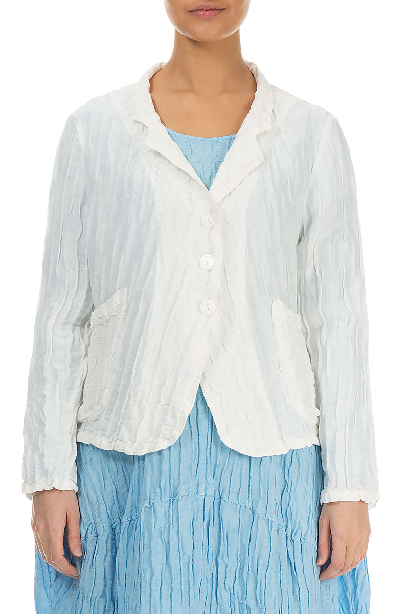 Short Crinkled Off White Silk Jacket 1