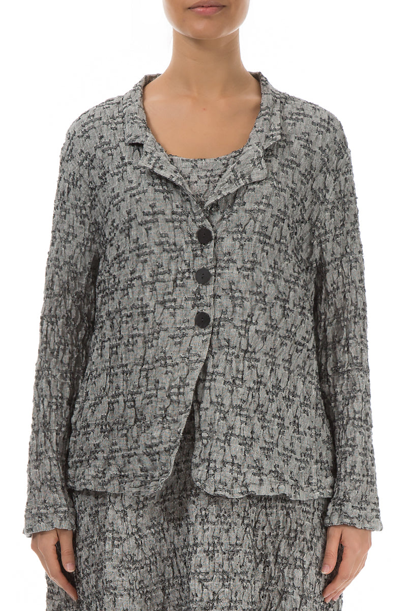 Geometric Texture Grey Linen Jacket 1