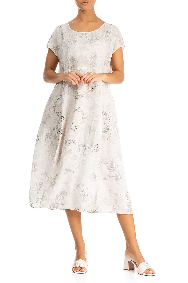 Short Sleeves Blossom Linen Dress 3