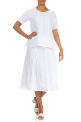 Short Sleeves White Linen Blouse 5