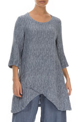Pocket Crinkled Blue Iris Silk Tunic 3