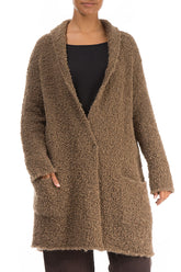 Side Pockets Caramel Alpaca Wool Cardigan 3