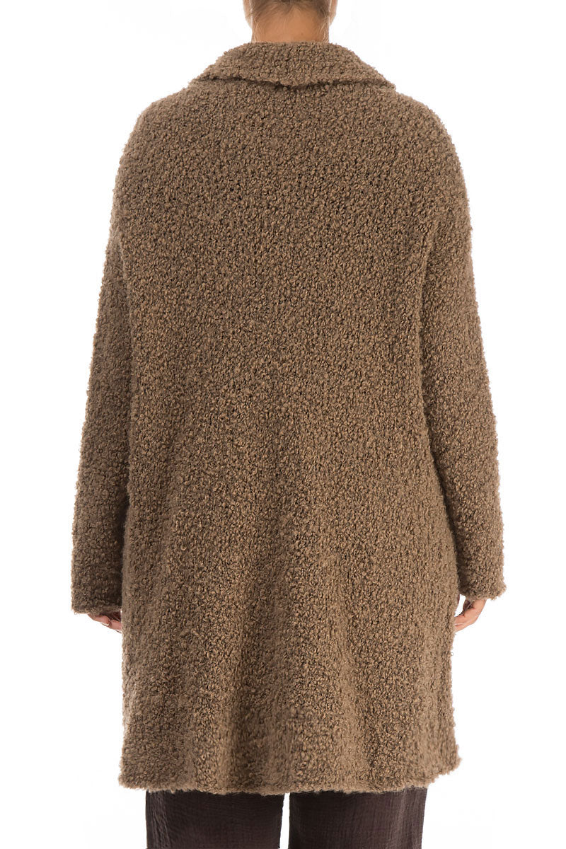 Side Pockets Caramel Alpaca Wool Cardigan 2