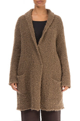 Side Pockets Caramel Alpaca Wool Cardigan 1