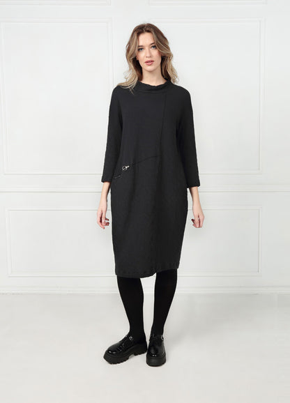 Side Zip Wavy Cotton Midi Dress 6