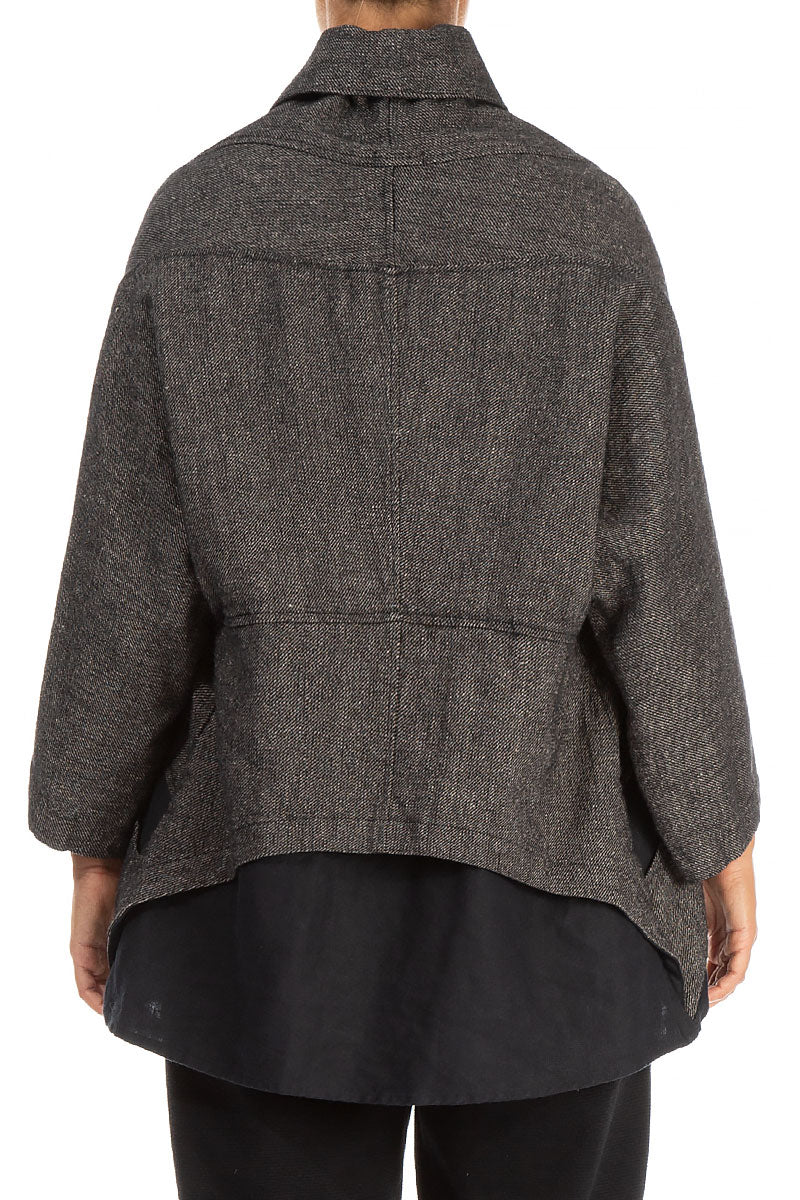 Single Button Grey Wool Linen Jacket 2